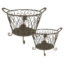 Clayre & Eef Storage Basket Set of 2 Ø 41 cm Green Brown Iron