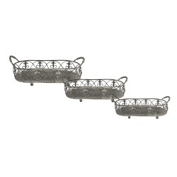 Clayre & Eef Storage Basket Set of 3 Grey Green Iron