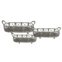 Clayre & Eef Opbergmand Set van 3  Grijs Groen Ijzer