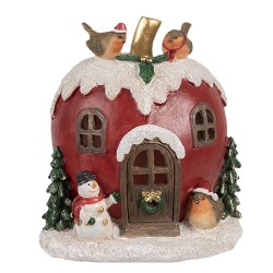Clayre & Eef Decoratie Huis met LED Appel 12x11x13 cm Rood Polyresin