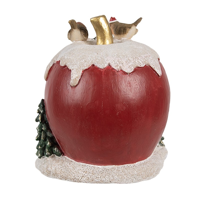 Clayre & Eef Decoratie Huis met LED Appel 12x11x13 cm Rood Polyresin