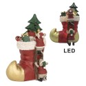Clayre & Eef Kerstdecoratie met LED-verlichting Laars 14x10x19 cm Rood Kunststof Muis