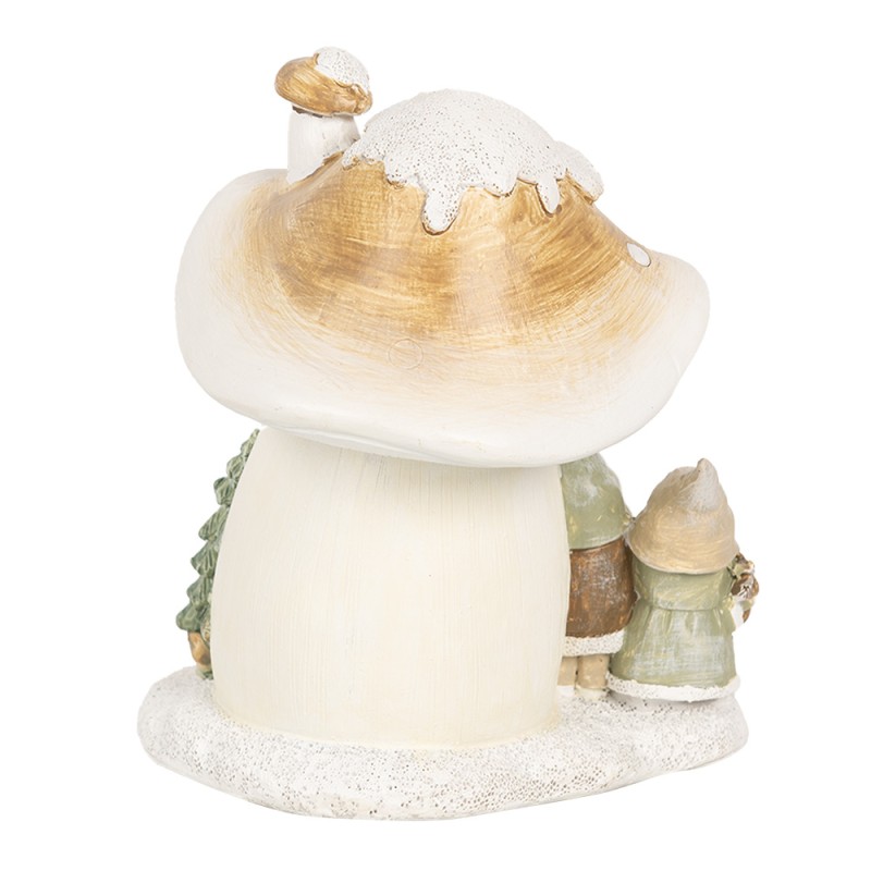 Clayre & Eef Décorative Maison avec LED Champignon 13x12x15 cm Beige Plastique