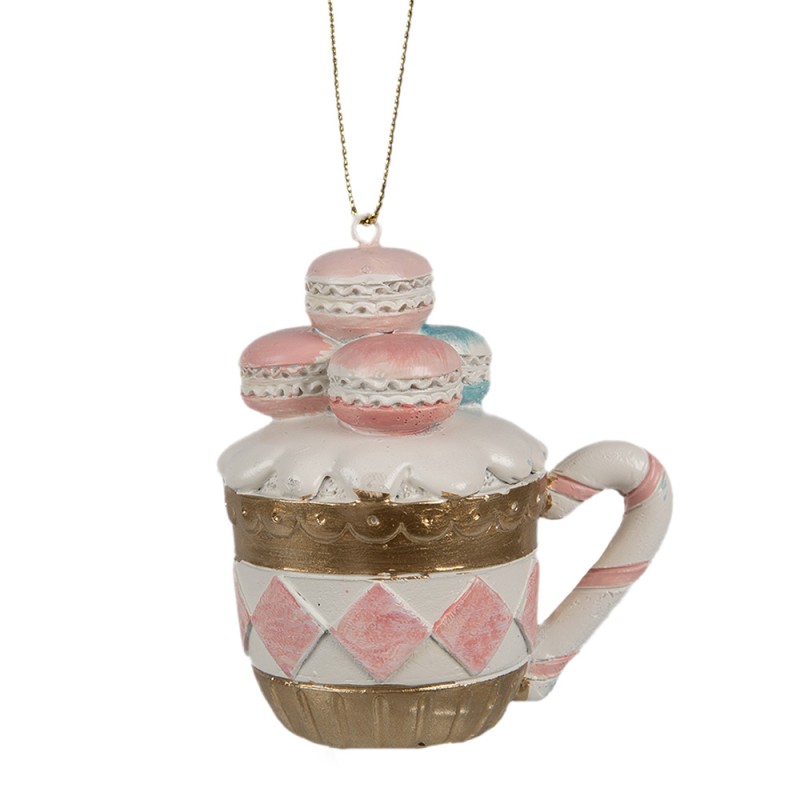 Clayre & Eef Weihnachtsanhänger Macarons  6x4x7 cm Rosa Kunststoff
