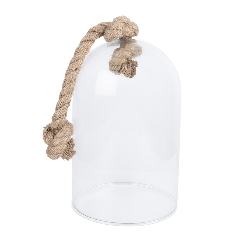 Clayre & Eef Cloche Ø 17x28 cm Transparent Wood Glass Round