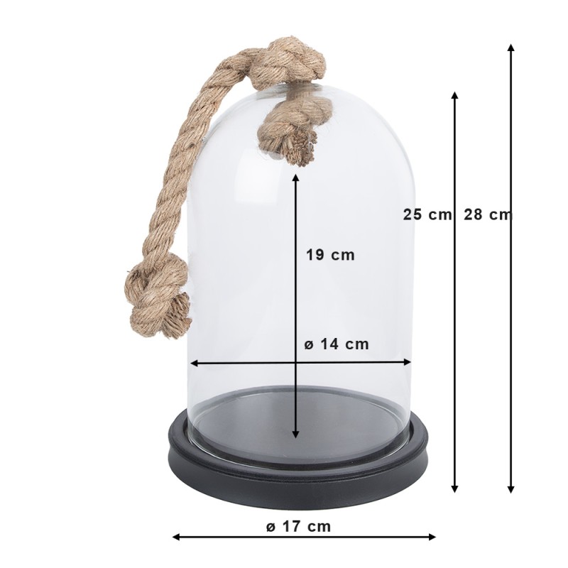 Clayre & Eef Cloche Ø 17x28 cm Transparent Wood Glass Round