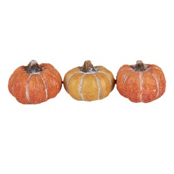 Clayre & Eef Dekorationsfigur 3er Set Kürbis ø 5x4 cm Orange Keramik