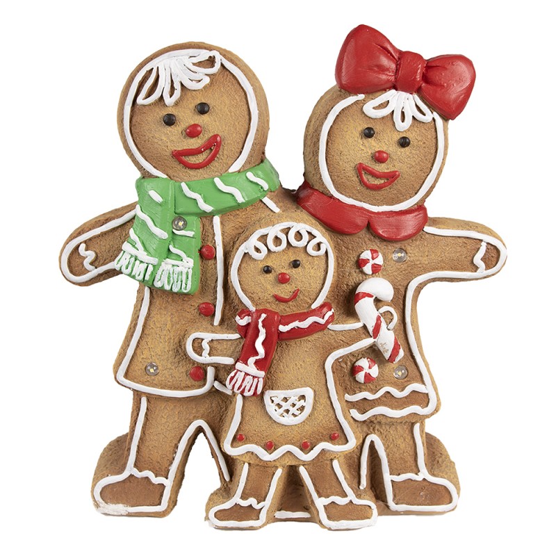 Clayre & Eef Décoration de Noël avec lumières LED Bonhomme en pain d‘épice 31x10x35 cm Marron Plastique
