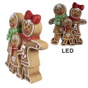 Clayre & Eef Décoration de Noël avec lumières LED Bonhomme en pain d‘épice 31x10x35 cm Marron Plastique
