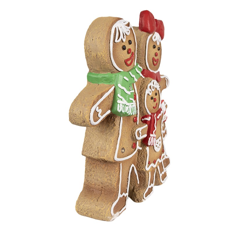 Clayre & Eef Décoration de Noël avec lumières LED Bonhomme en pain d‘épice 31x10x35 cm Marron Plastique