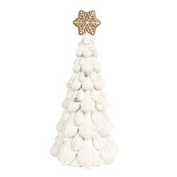 Clayre & Eef Christmas Decoration Christmas Tree Ø 13x26 cm White Polyresin