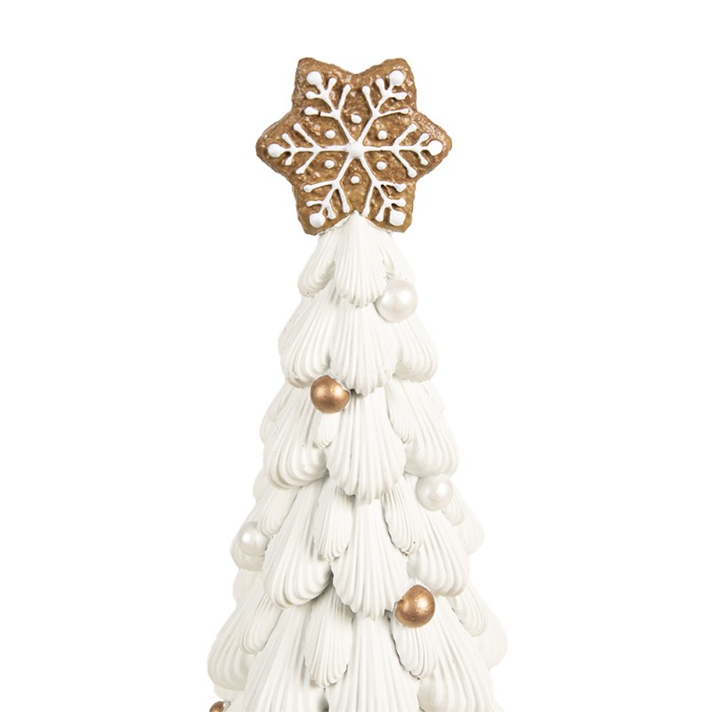 Clayre & Eef Christmas Decoration Christmas Tree Ø 13x26 cm White Polyresin