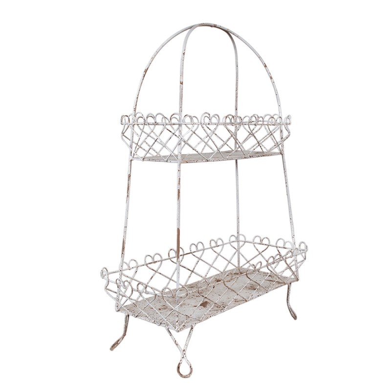 Clayre & Eef 2-Tiered Stand 47x24x66 cm White Brown Iron