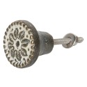 Clayre & Eef Pomello Ø 3 cm Marrone Bianco  Ferro Rotondo Fiori