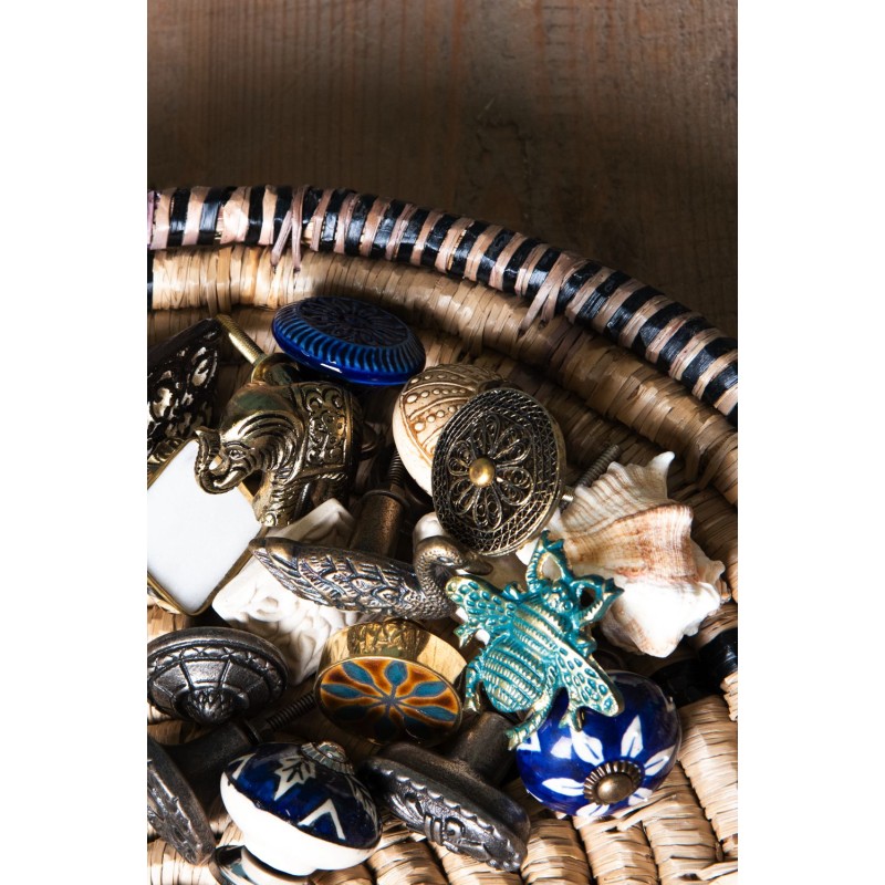 Clayre & Eef Pomello Ø 4 cm Blu Ceramica Rotondo Fiore