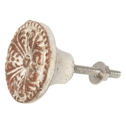Clayre & Eef Door Knob Ø 4 cm Brown Beige Ceramic Round