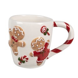 Clayre & Eef Tazza 325 ml Bianco Rosso Ceramica Uomo di pan di zenzero