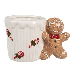 Clayre & Eef Tasse Pfefferkuchenmann 350 ml Weiß Braun Keramik