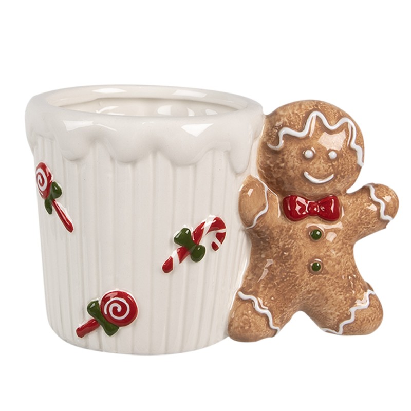 Clayre & Eef Tasse Pfefferkuchenmann 350 ml Weiß Braun Keramik