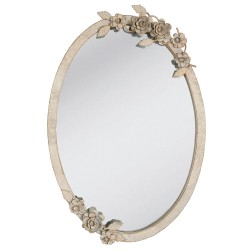 Clayre & Eef Mirror 35x51 cm Beige Glass Round Flowers