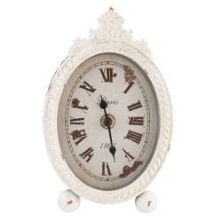 Clayre & Eef Orologio da tavolo 11x18 cm  Bianco Ferro Vetro Ovale