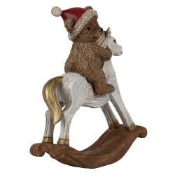 Clayre & Eef Decoratie Beeld Hobbelpaard 14 cm Bruin Polyresin Beer