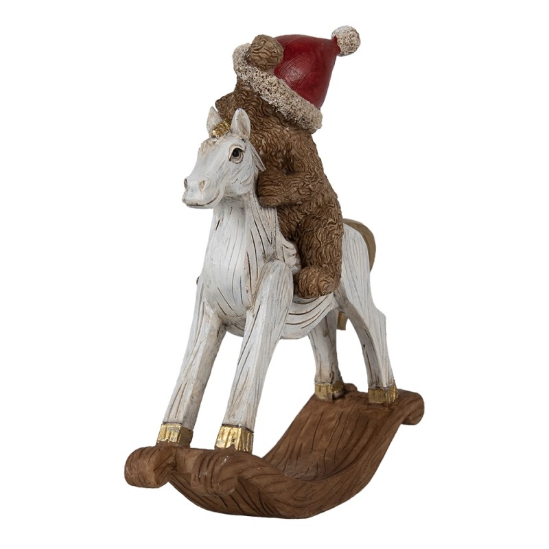 Clayre & Eef Statuetta decorativa Cavallo a dondolo 14 cm Marrone Poliresina Orso
