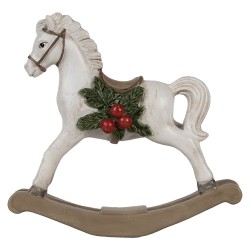Clayre & Eef Dekorationsfigur Schaukelpferd 16 cm Weiß Polyresin