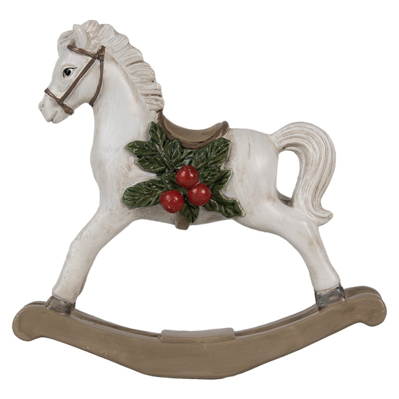 Clayre & Eef Dekorationsfigur Schaukelpferd 16 cm Weiß Polyresin
