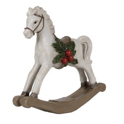 Clayre & Eef Dekorationsfigur Schaukelpferd 16 cm Weiß Polyresin