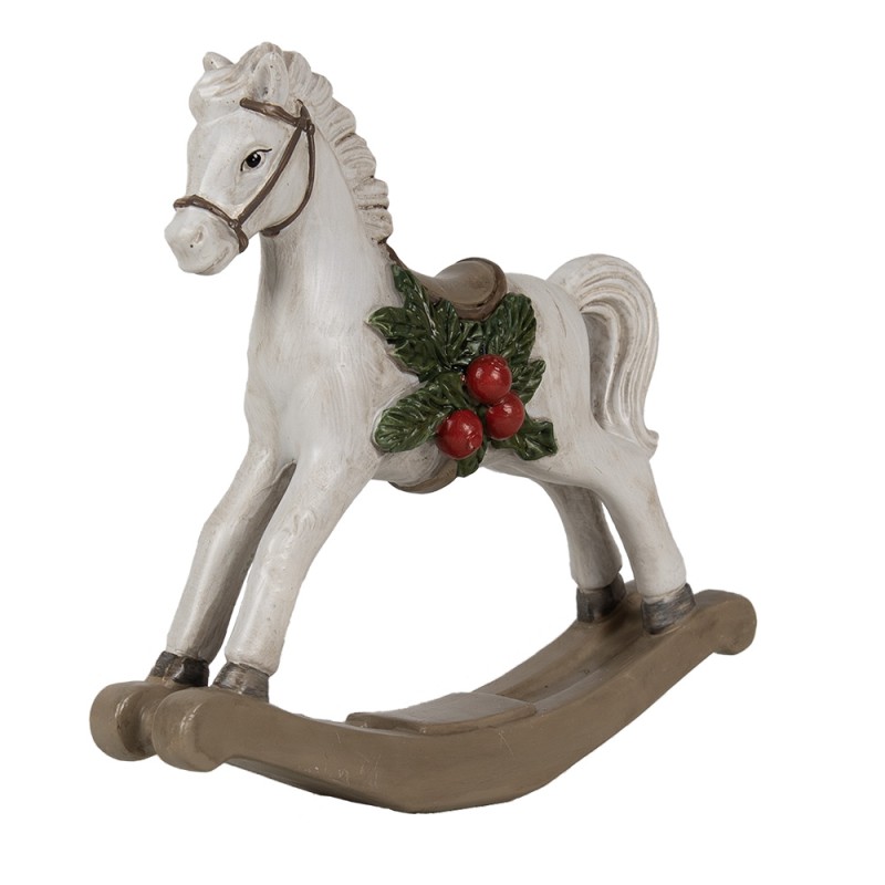 Clayre & Eef Dekorationsfigur Schaukelpferd 16 cm Weiß Polyresin
