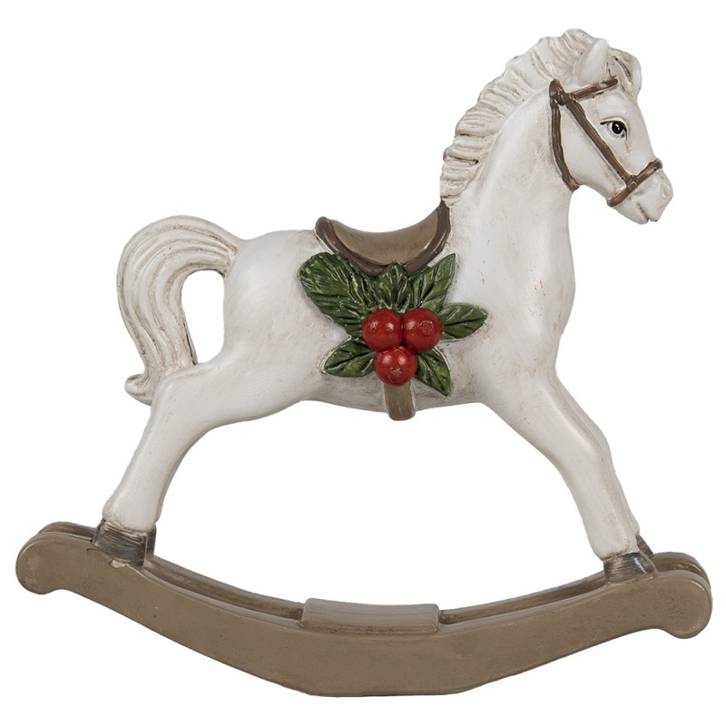 Clayre & Eef Dekorationsfigur Schaukelpferd 16 cm Weiß Polyresin