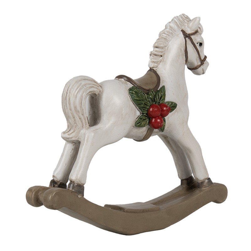 Clayre & Eef Dekorationsfigur Schaukelpferd 16 cm Weiß Polyresin