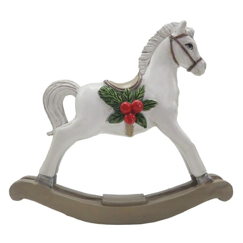 Clayre & Eef Dekorationsfigur Schaukelpferd 11 cm Weiß Kunststoff