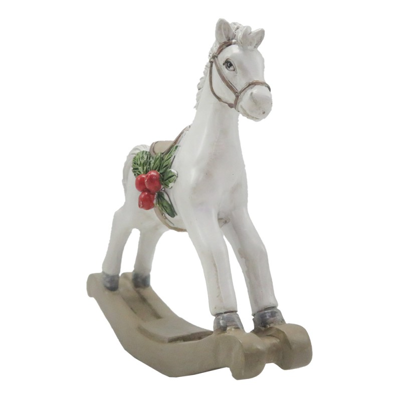Clayre & Eef Dekorationsfigur Schaukelpferd 11 cm Weiß Kunststoff