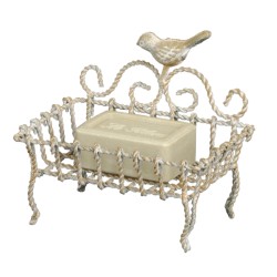 Clayre & Eef Seifenschale Vogel 9x6x14 cm Beige Eisen Rechteck