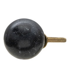 Clayre & Eef Door Knob Ø 3 cm Black Stone