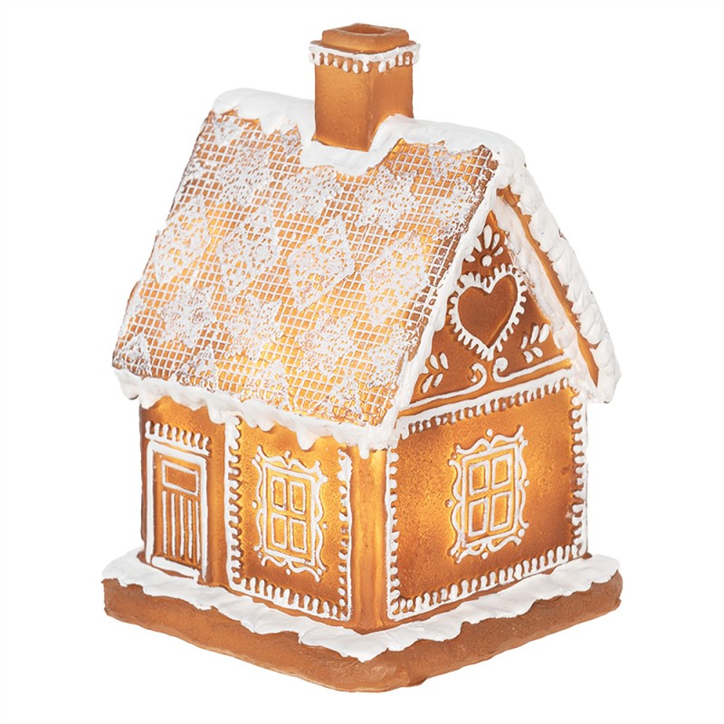 Clayre & Eef Gingerbread house with LED 18 cm Brown Polyresin