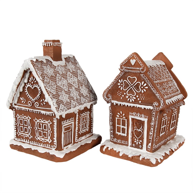 Clayre & Eef Gingerbread house with LED 18 cm Brown Polyresin