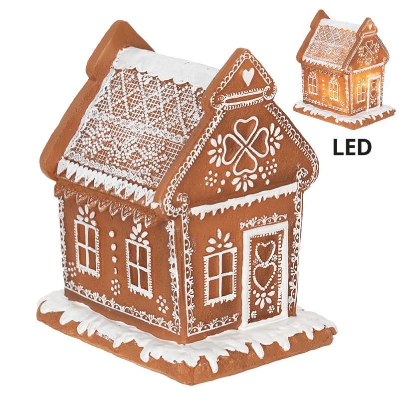 Clayre & Eef Gingerbread house with LED 17 cm Brown Polyresin