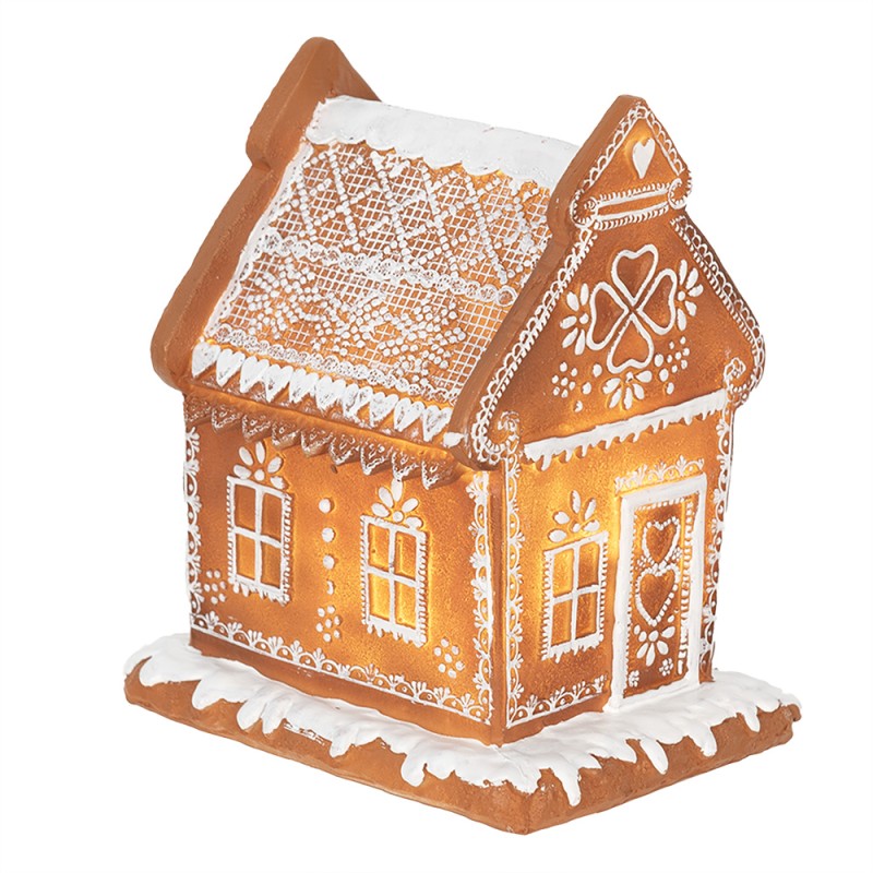 Clayre & Eef Gingerbread house with LED 17 cm Brown Polyresin