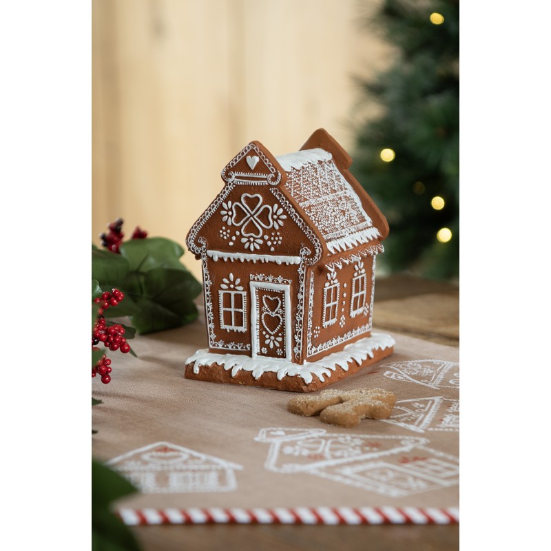 Clayre & Eef Gingerbread house with LED 17 cm Brown Polyresin