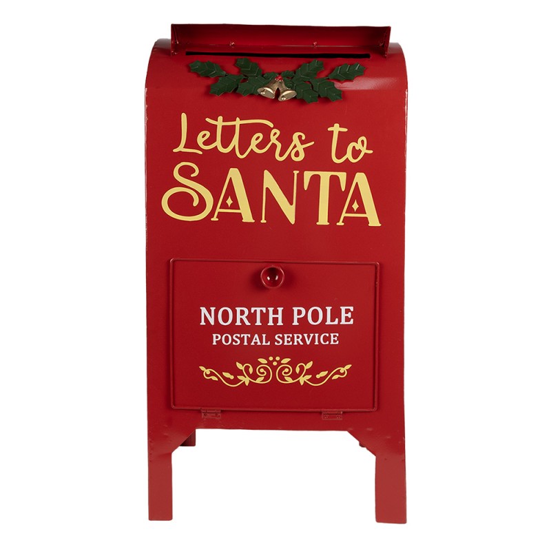 Clayre & Eef Kerstdecoratie Brievenbus 33x26x67 cm Rood IJzer LETTERS TO SANTA