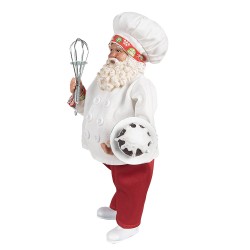Clayre & Eef Kerstdecoratie Beeld Kerstman 27 cm Wit Rood Textiel