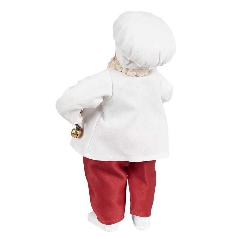Clayre & Eef Kerstdecoratie Beeld Kerstman 27 cm Wit Rood Kunststof