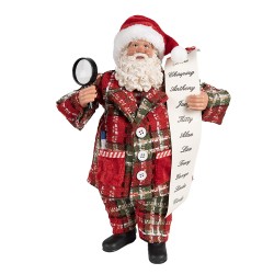 Clayre & Eef Christmas Decoration Figurine Santa Claus 27 cm Red Textile