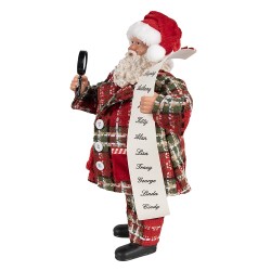 Clayre & Eef Christmas Decoration Figurine Santa Claus 27 cm Red Textile