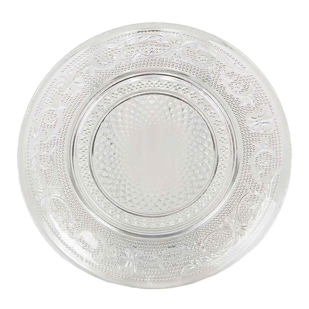 Clayre & Eef Gebaksbord Ø 15 cm Glas Rond Bord - Clayre & Eef Gebaksbord Ø 15 cm Glas Rond Bord -