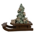 Clayre & Eef Weihnachtsdekorationsfigur Schlitten 20x8x17 cm Braun Kunststoff