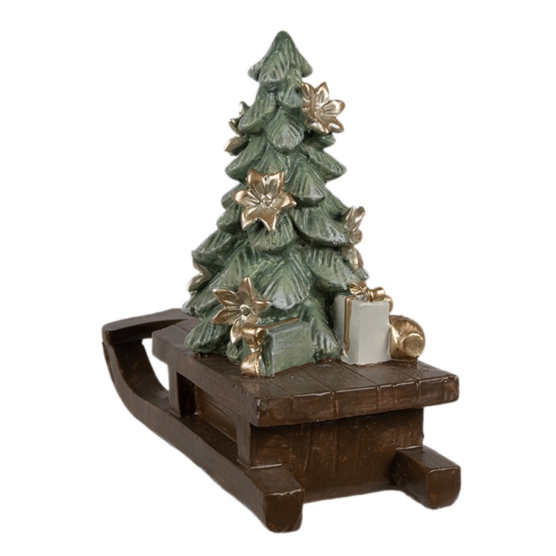 Clayre & Eef Weihnachtsdekorationsfigur Schlitten 20x8x17 cm Braun Kunststoff